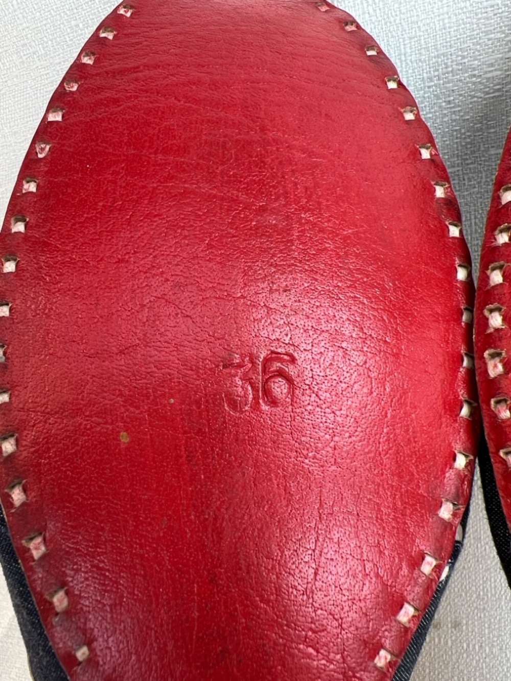 Grayson Monae, boho denim flats handcrafted, all genuine leather - Picture 8 of 8
